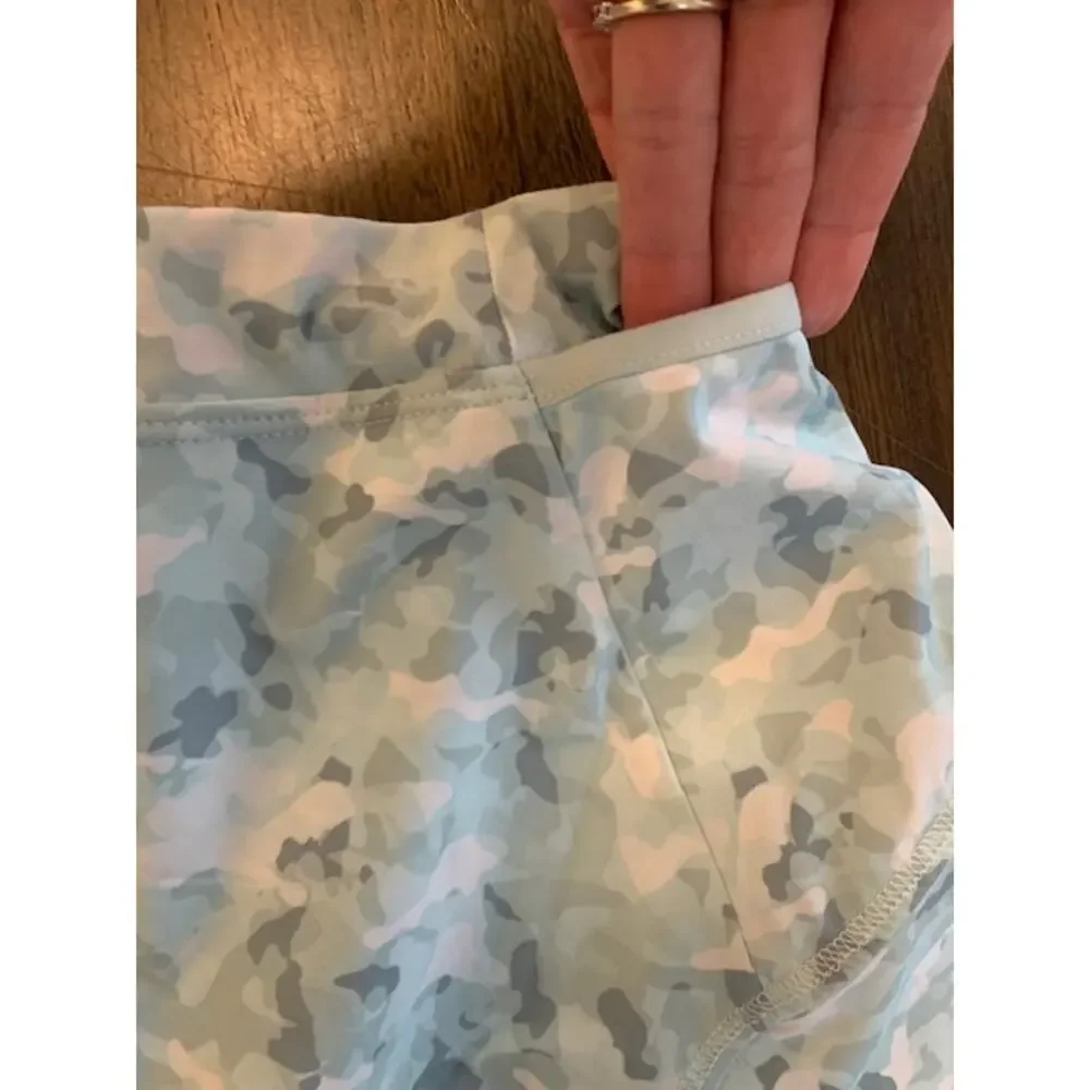 Athleta Girl Game Point Skort Kids M 8-10 Blue Camo Athletic Tennis Skirt Pocket